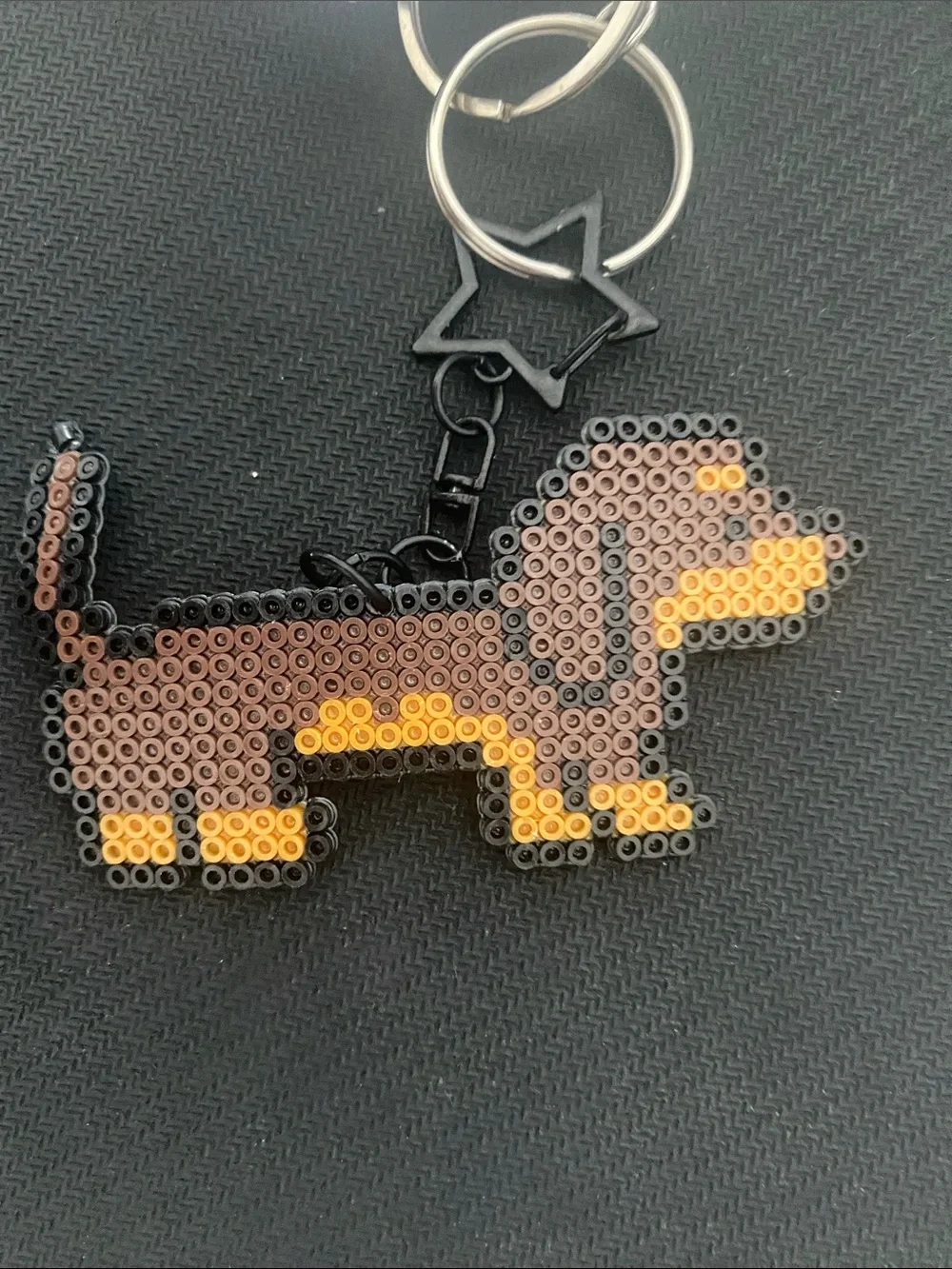Handmade Brown & Yellow Dachshund Keychain - Dog Accessory
